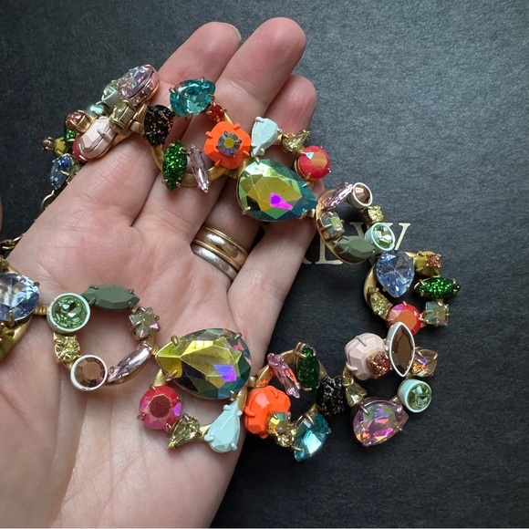 J. Crew multi-color Iridescent Crystal Cluster Necklace. - Picture 6 of 6